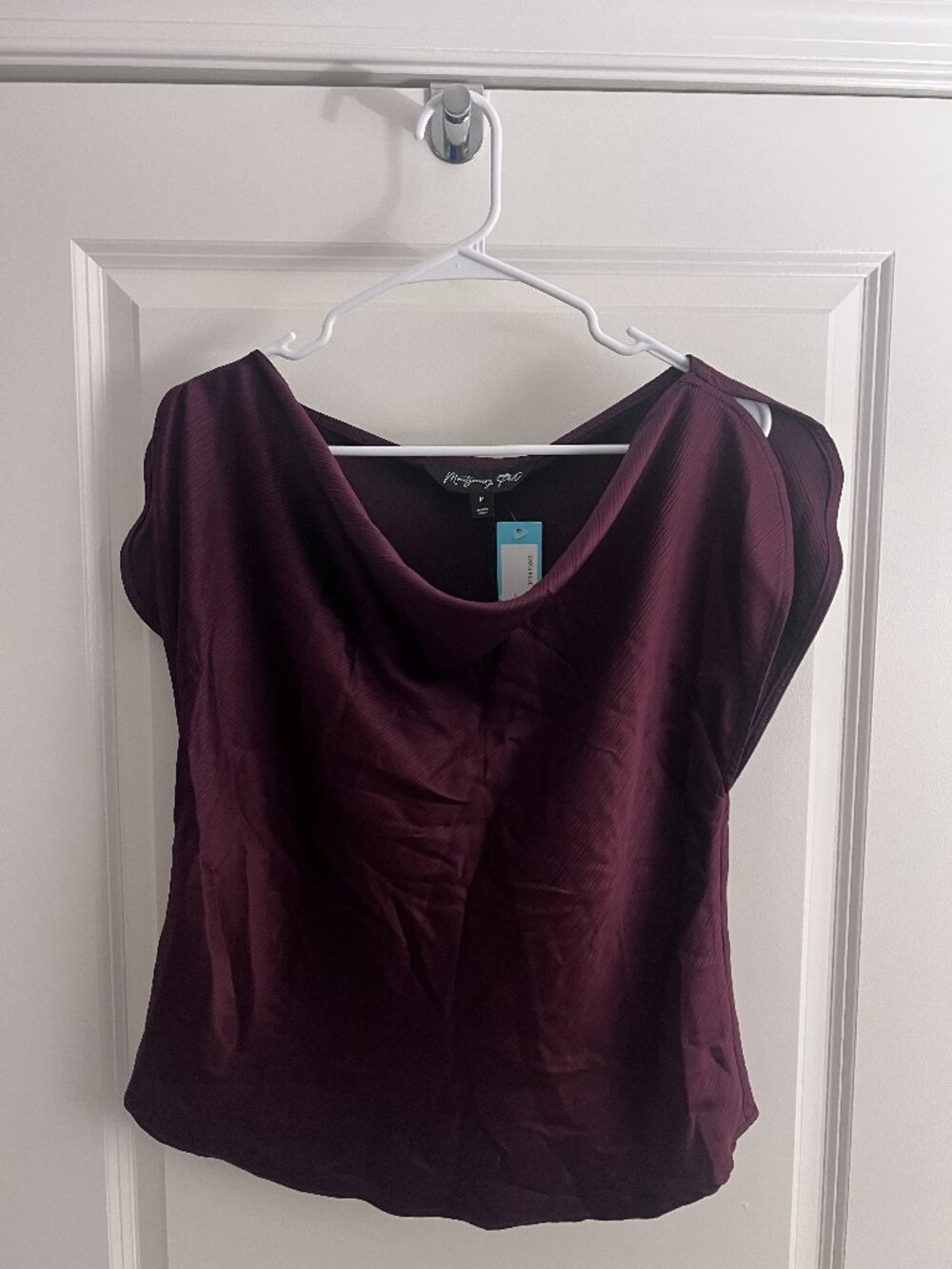 NWT Montgomery Post Trish Chiffon Blouse in Dark Purple - Size M